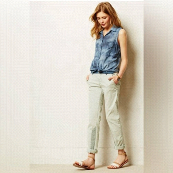 ANTHROPOLOGIE HYPHEN LACE MINT GREEN CHINOS by PILCRO 26 - Picture 1 of 16